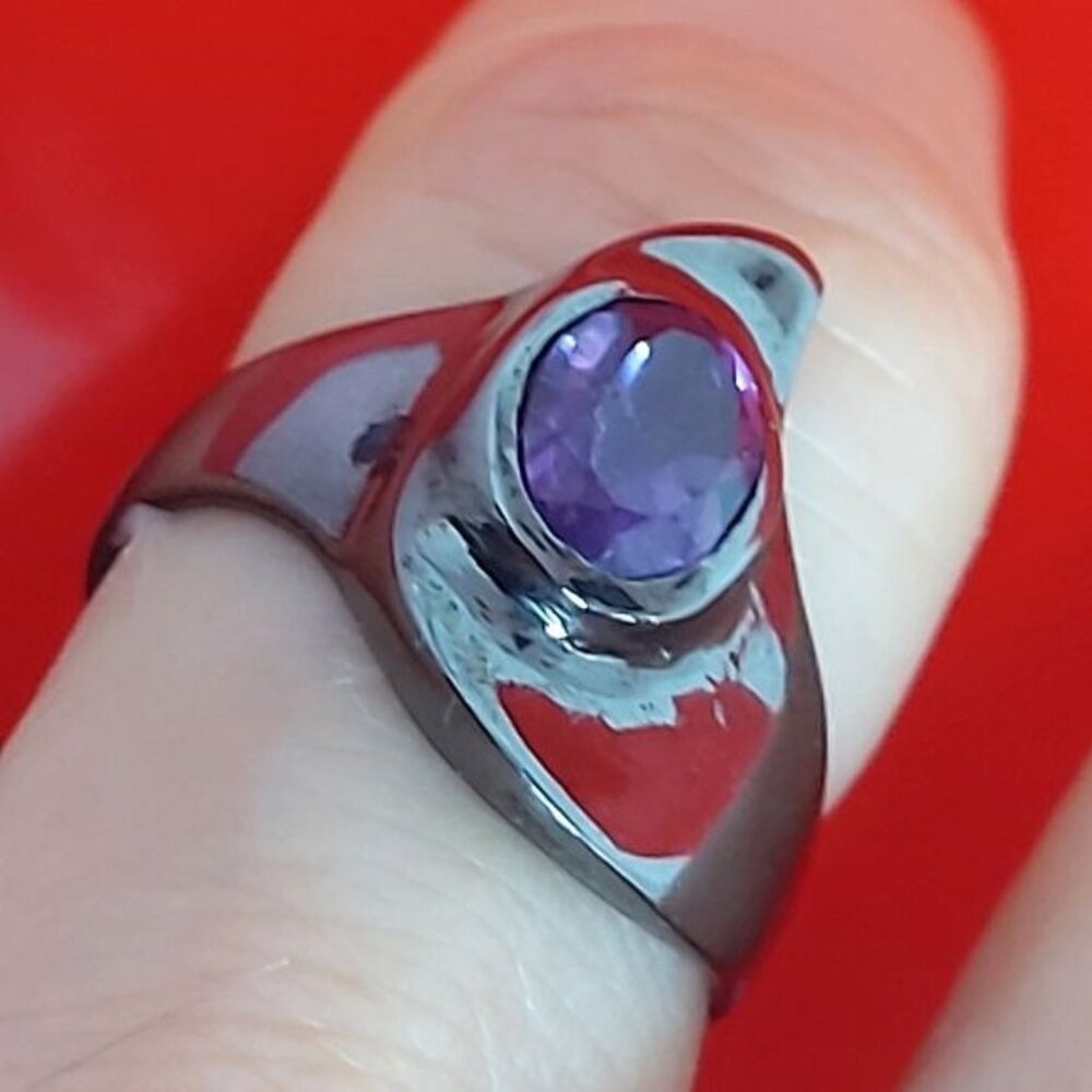 Natural   Not Enhanced Amethyst Ring 925 Sterling Silver Size 8